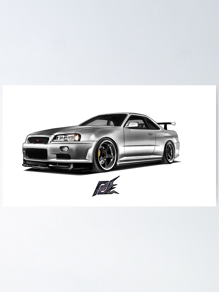 Nissan Skyline Gtr R34 Poster By Naquash Redbubble