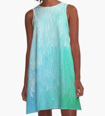 Rainforest - Blue and Green Glitch A-Line Dress