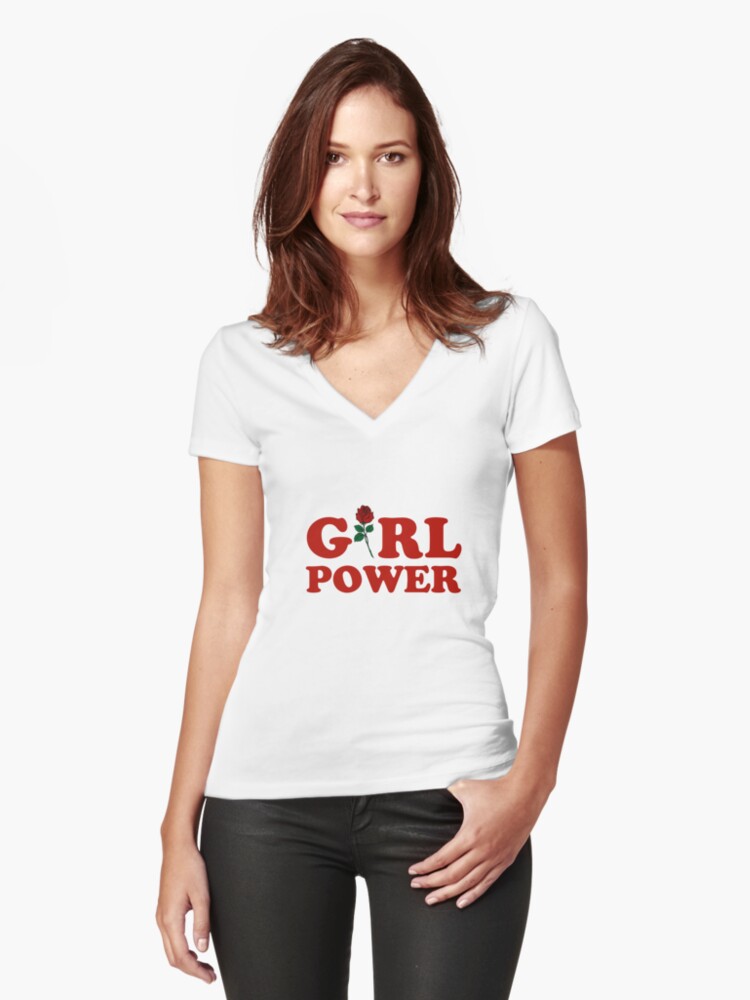 Download "Girl Power" Women's Fitted V-Neck T-Shirt by overol ...