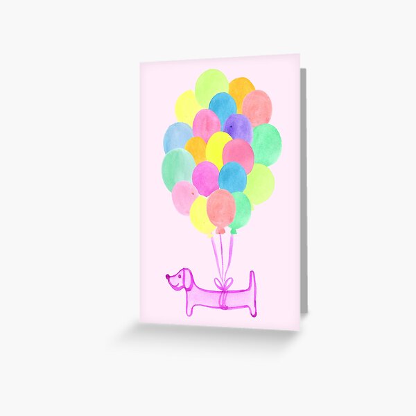 Pup Pup and Away! - Pink Greeting Card