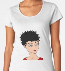 Girl Face Black Hair Fashion Art Women's Premium T-Shirt