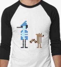 Mordecai and Rigby pixel art Men's Baseball ¾ T-Shirt