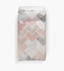 Rose Gold Marble Geometric Duvet Cover