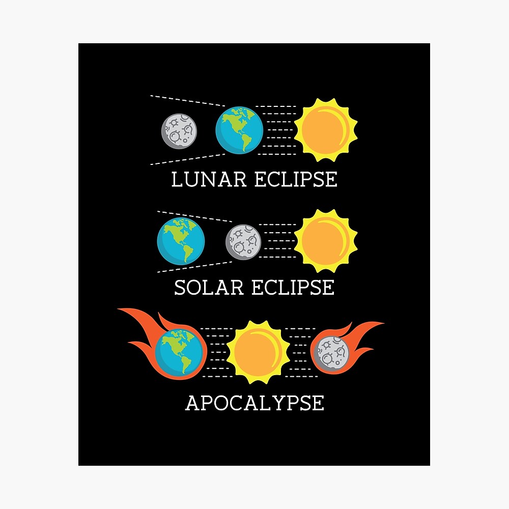 "Solar Eclipse Lunar Eclipse Apocalypse Funny Joke" Photographic Print