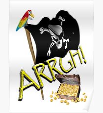 Piratenflagge mit Schatztruhe - ARRGH! Poster