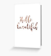 Tarjeta de felicitación Hola hermosa rosa oro