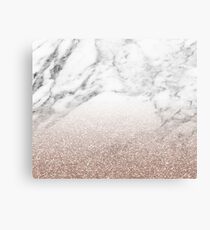 Rose Gold Glitter auf Marmor Leinwanddruck