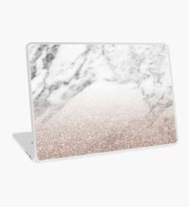Rose gold glitter on marble Laptop Skin