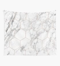Rose gold and marble honeycomb Wall Tapestry