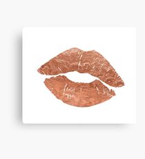 Rose gold kiss on the lips Canvas Print