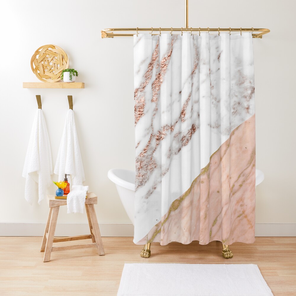 Rose gold marble blended Shower Curtain
