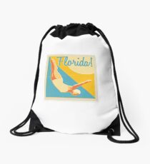 Vintage Florida Travel Art Drawstring Bag