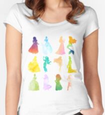 Princesses Watercolor Silhouette Women's Fitted Scoop T-Shirt