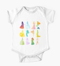 Princesses Watercolor Silhouette One Piece - Short Sleeve