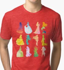 Princesses Watercolor Silhouette Tri-blend T-Shirt