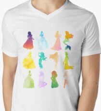 Princesses Watercolor Silhouette Men's V-Neck T-Shirt