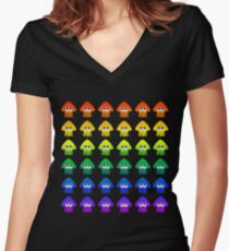Rainbow Splatoon Squids Women's Fitted V-Neck T-Shirt