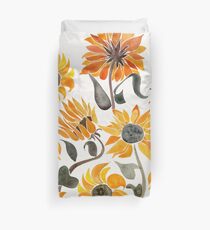 Sonnenblume-Aquarell - gelbe u. Schwarze Palette Bettbezug
