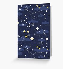 cosmos, moon and stars. Astronomy pattern Greeting Card
