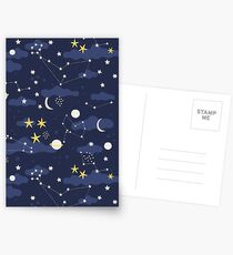 cosmos, moon and stars. Astronomy pattern Postcards