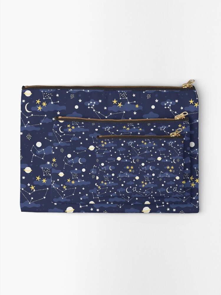 Alternate view of cosmos, moon and stars. Astronomy pattern Zipper Pouch