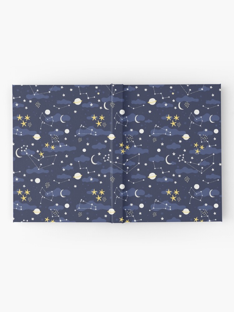 Alternate view of cosmos, moon and stars. Astronomy pattern Hardcover Journal