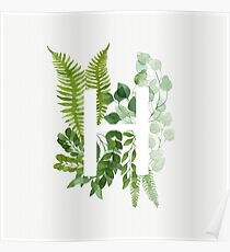 Floral letter H Poster