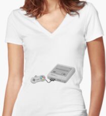 SNES - Nintendo Women's Fitted V-Neck T-Shirt