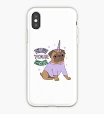 Folge deinem Traum Pug Unicorn Pugicorn Pink iPhone-Hülle & Cover