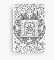 Traditional Elephant Mandala Black and White Design Canvas Print