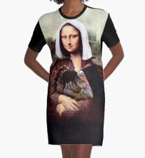 Mona Lisa Thanksgiving Pilgrim Graphic T-Shirt Dress