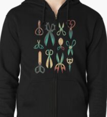 Dimensional Scissors Zipped Hoodie