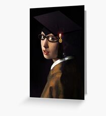 Mädchen mit der Graduation Cap & Brille Grußkarte