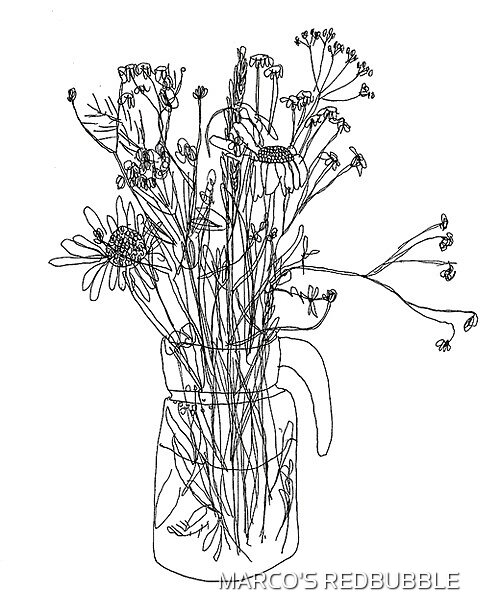 "aesthetic flower drawing" by marco darvish | Redbubble