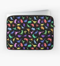 Fun Dinosaur Pattern (Black Background) Laptop Sleeve