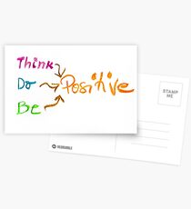 Denken Sie positiv, bunte Handschrift auf Papier, positives denkendes Begriffsbild Postkarten