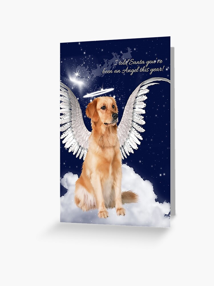 Golden Retriever Angel Dog Christmas Greeting Card By Salonofart