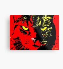 ANGRY CAT POP ART - YELLOW BLACK RED Metal Print