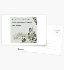 Is it the weekend yet? Pooh and Piglet cartoon Postcards
