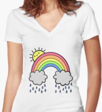 Rainbow Above the Clouds Fitted V-Neck T-Shirt