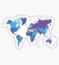 World Map Colourful Sticker