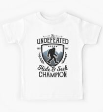 Bigfoot Undefeated Hide and Seek Champion Sasquatch T Shirt Kids Tee