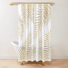 Gold palm leaves Shower Curtain