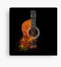 Grunge Watercolor Splatter Guitar Canvas Print