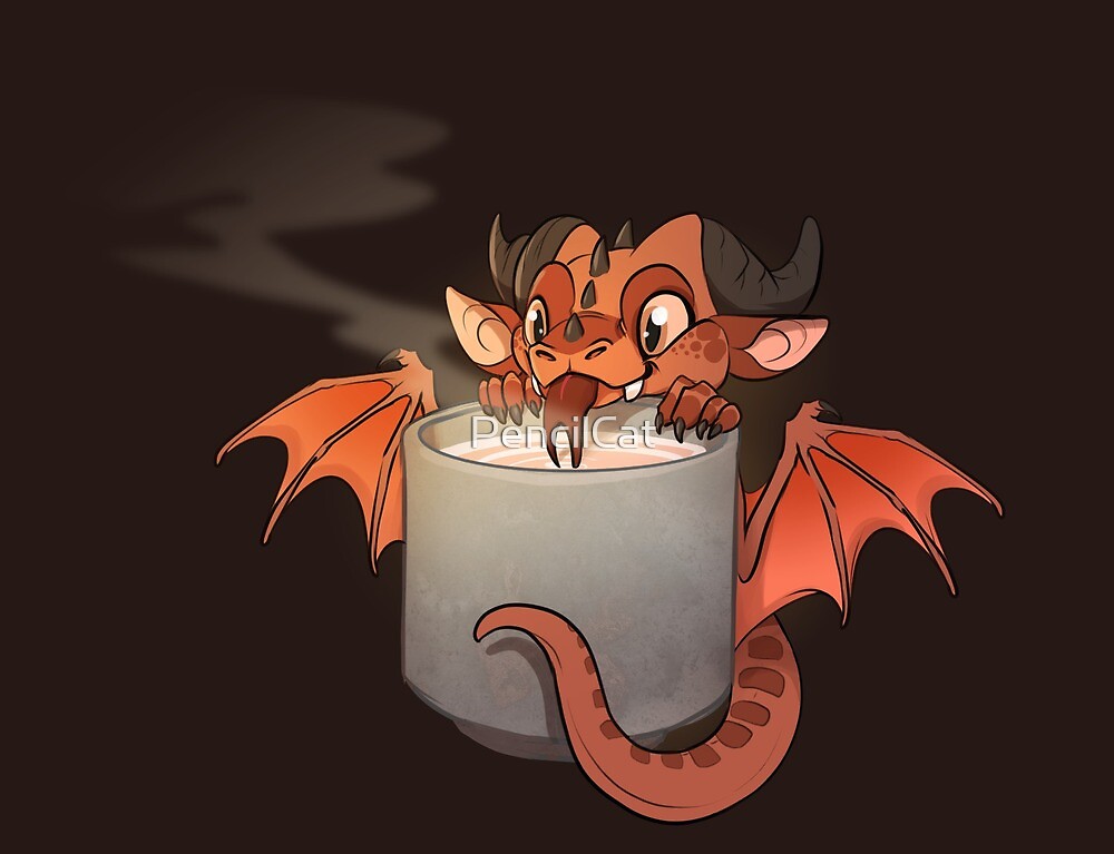 "Coffee Dragon" by PencilCat Redbubble