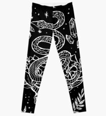 Moon Phases, Snakes, And Crystals Witchy Design Leggings