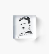 Nikola Tesla Drawing Acrylic Block