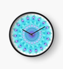 Peacock feathers mandala Clock