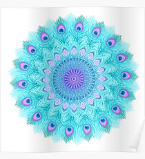 Peacock feathers mandala Poster