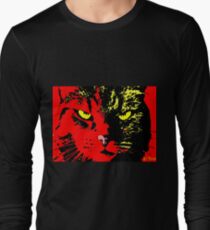 ANGRY CAT POP ART - YELLOW BLACK RED Long Sleeve T-Shirt